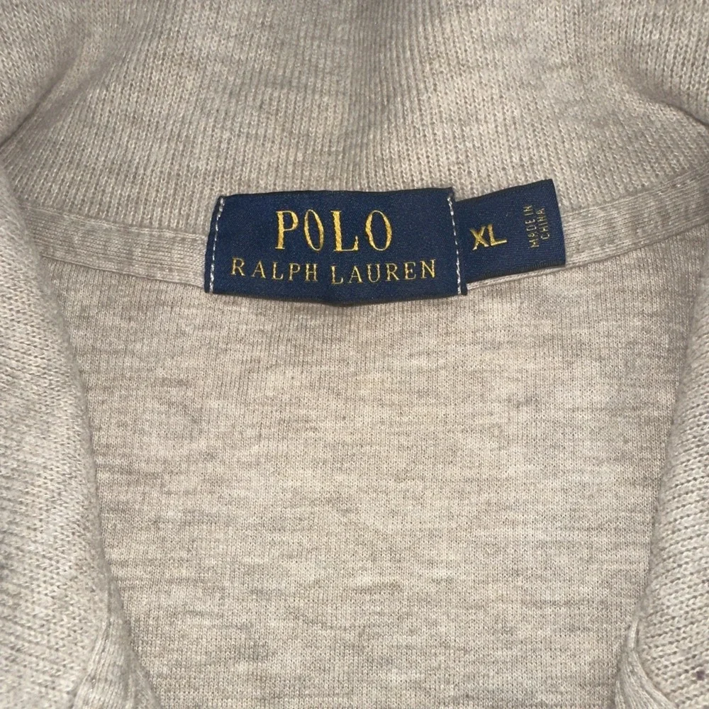 Polo Ralph Lauren Sweater Mens XL Cream Long Sleeve Quarter Zip Pullover Pony